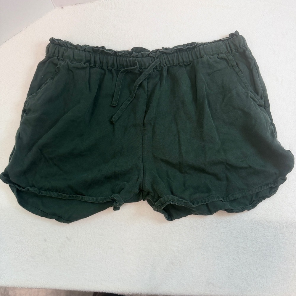 dip Lyocell Pull On Shorts Womens Medium Green Excellent Paperbag Waist Pocket